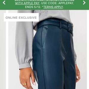 Ann Taylor belted tapered leather pant